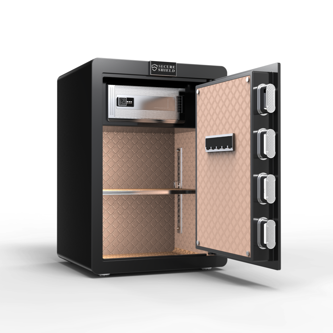 60cm High Safe Box Fingerprint Safety Box Vertical LCD Touch Screen - Matte Black