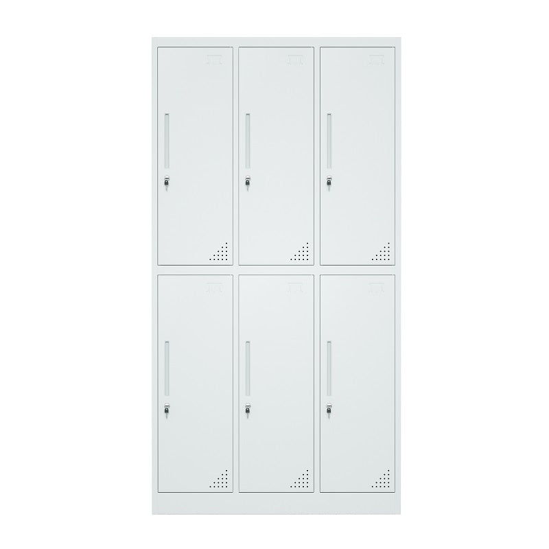 Steel 6 Door Locker Cupboard Storage Cabinet Inner Handle With Lock - Light Grey