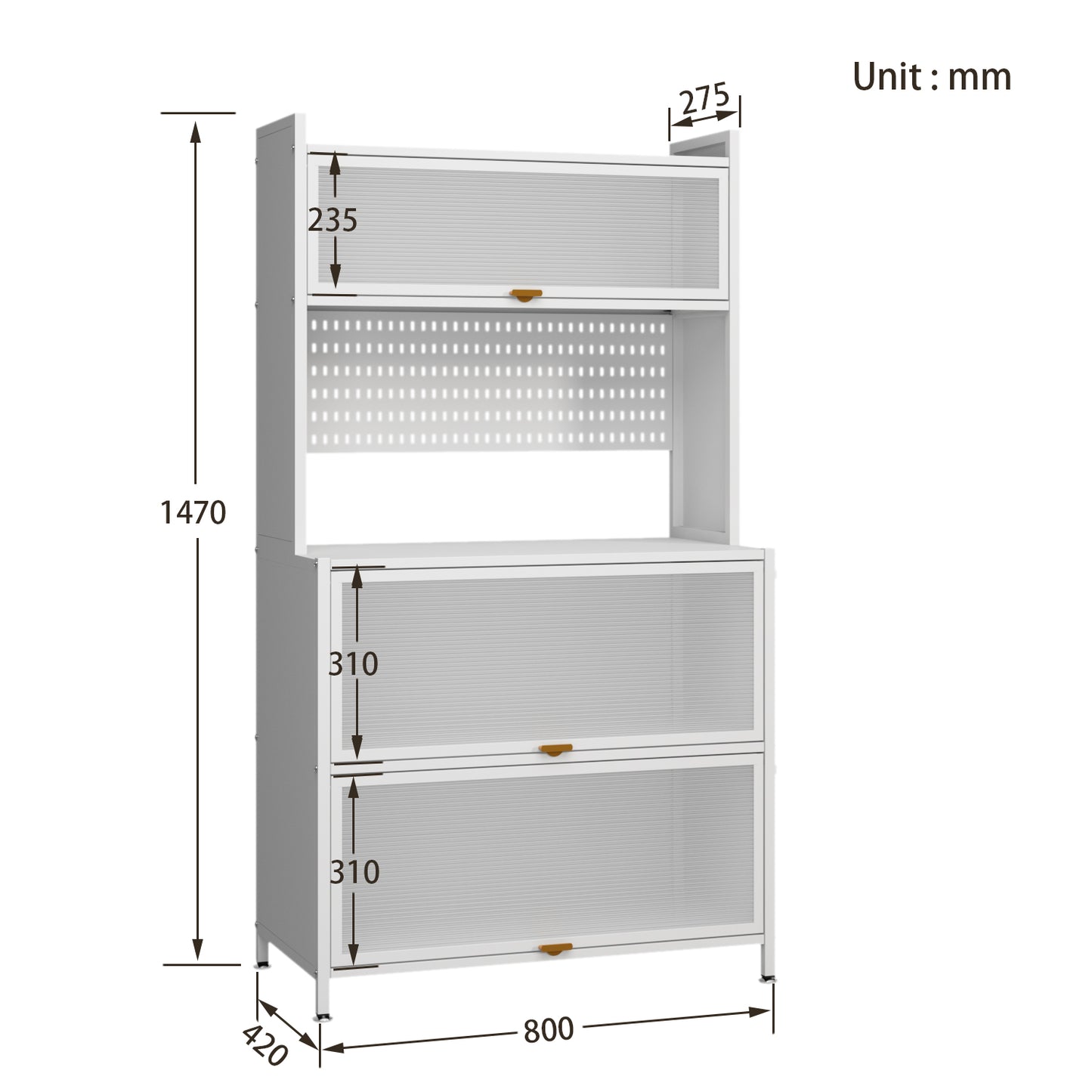 Steel 5-Tier Cupboard Standing Organizer Bakers Rack Kitchen Storage Rack - White