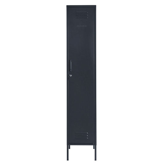 Steel Single Door Wardrobe Skinny Locker Storage Cabinet Cupboard - Black