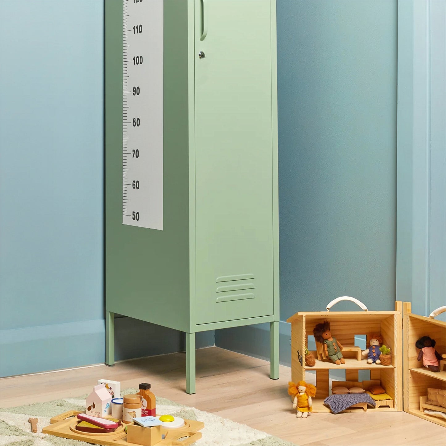 Steel Single Door Wardrobe Skinny Locker Storage Cabinet Cupboard - Matcha Green