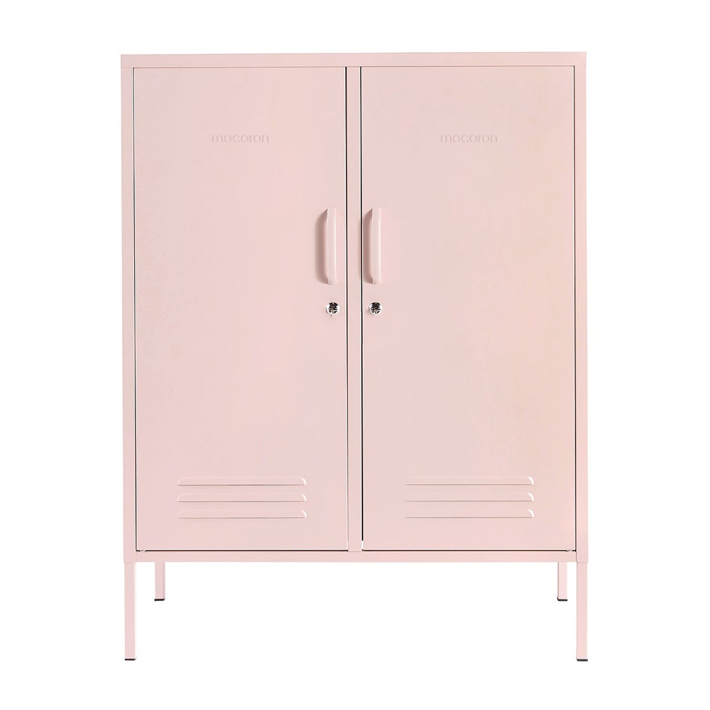 Steel Swing Door Sideboard Midi Locker Storage Cabinet Cupboard - Peach Pink