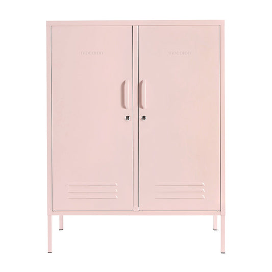 Steel Swing Door Sideboard Midi Locker Storage Cabinet Cupboard - Peach Pink
