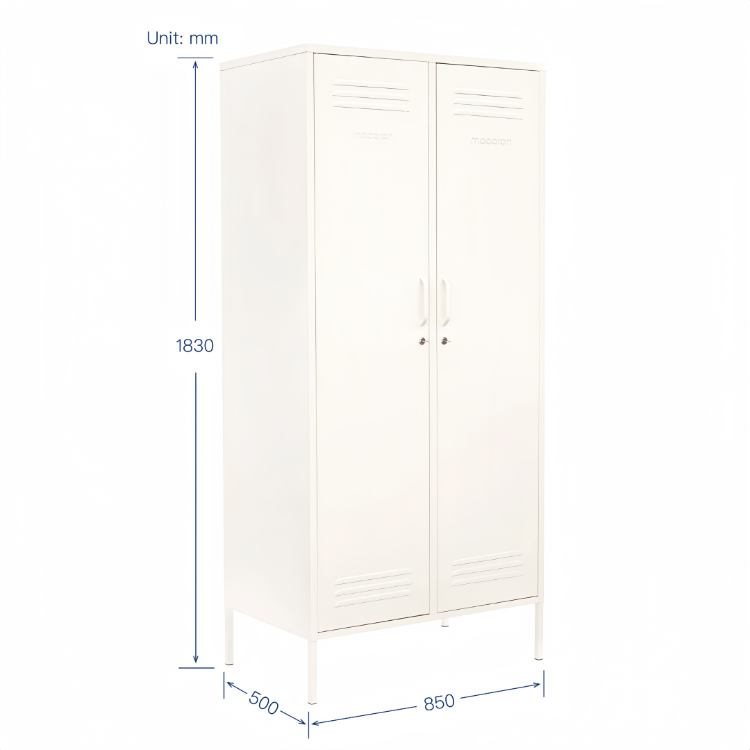 Steel Swing Door Wardrobe Twinny Locker Storage Cabinet Cupboard - White
