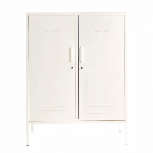 Steel Swing Door Sideboard Midi Locker Storage Cabinet Cupboard - White
