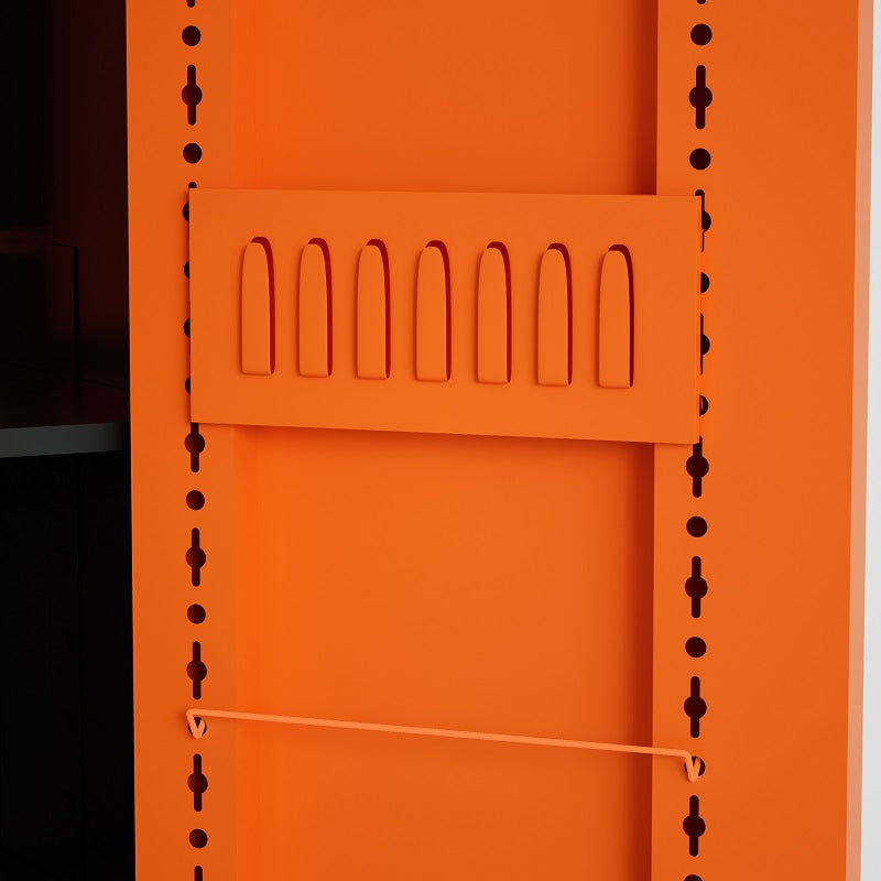Steel Swing Door Inner Handle Tool Storage Cabinet Cupboard Locker - Slate Grey and Orange