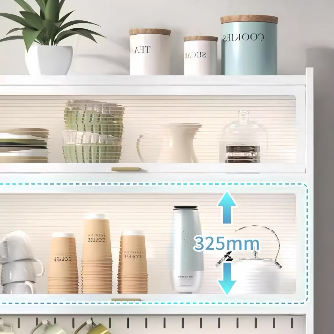 Steel 6-Tier Cupboard Bakers Rack Cart Kitchen Storage Cabinet 100cm Width - White