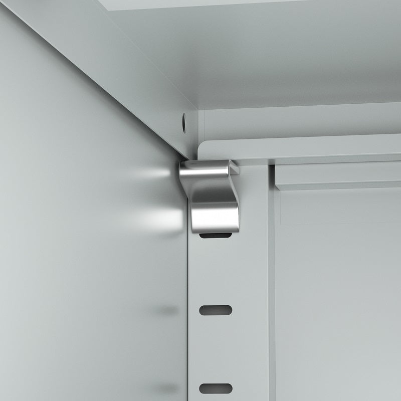 Steel 4 Door Filing Cabinet Storage Cupboard With 3-Point Lock - Light Grey