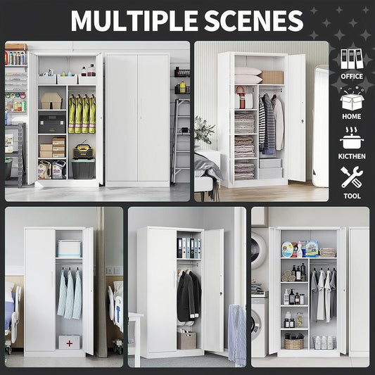 Steel Swing Door Inner Handle Wardrobe Cupboard Locker - White