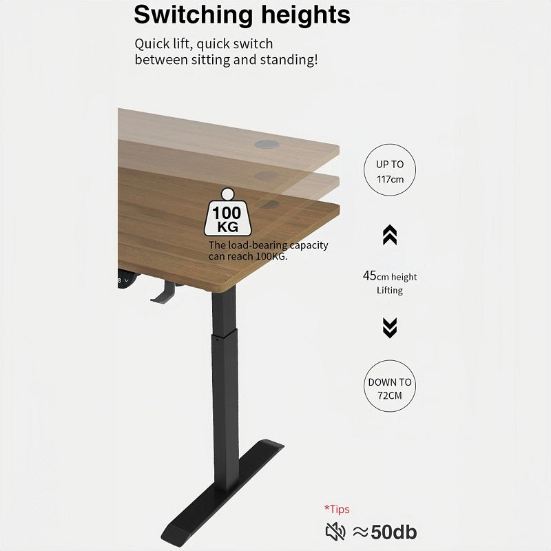 ERGONOMIC 140cm Single Motor Electric Adjustable Height Sit-Stand Home/Office Desk - Walnut