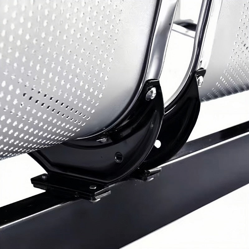 Steel Chrome Upholstered 3 Seater Waiting Area Reception Chairs - Blue