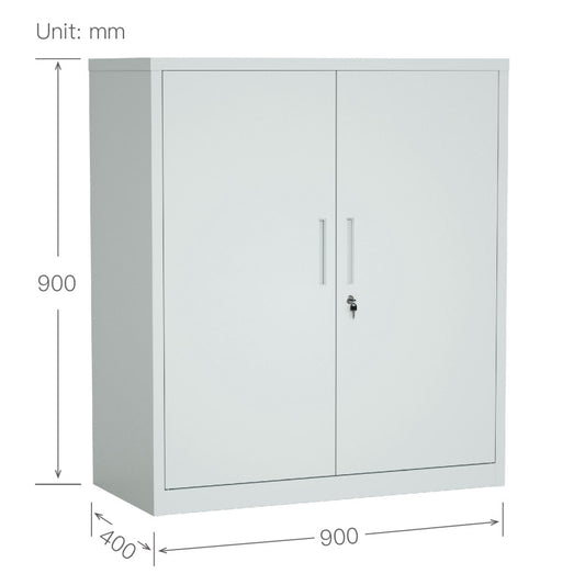 Steel Swing Door Small Size Filing Cabinet Storage Cupboard Locker - Light Grey