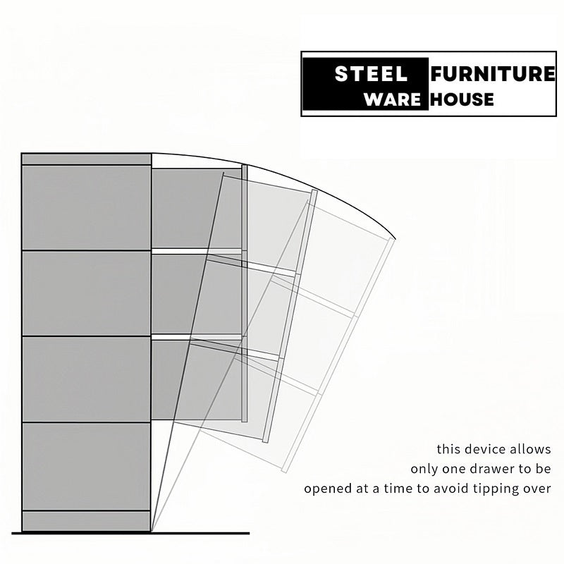 Steel Vertical 4 Drawer Filing Cabinet Cupboard Locker With Black Inner Handle - Light Grey