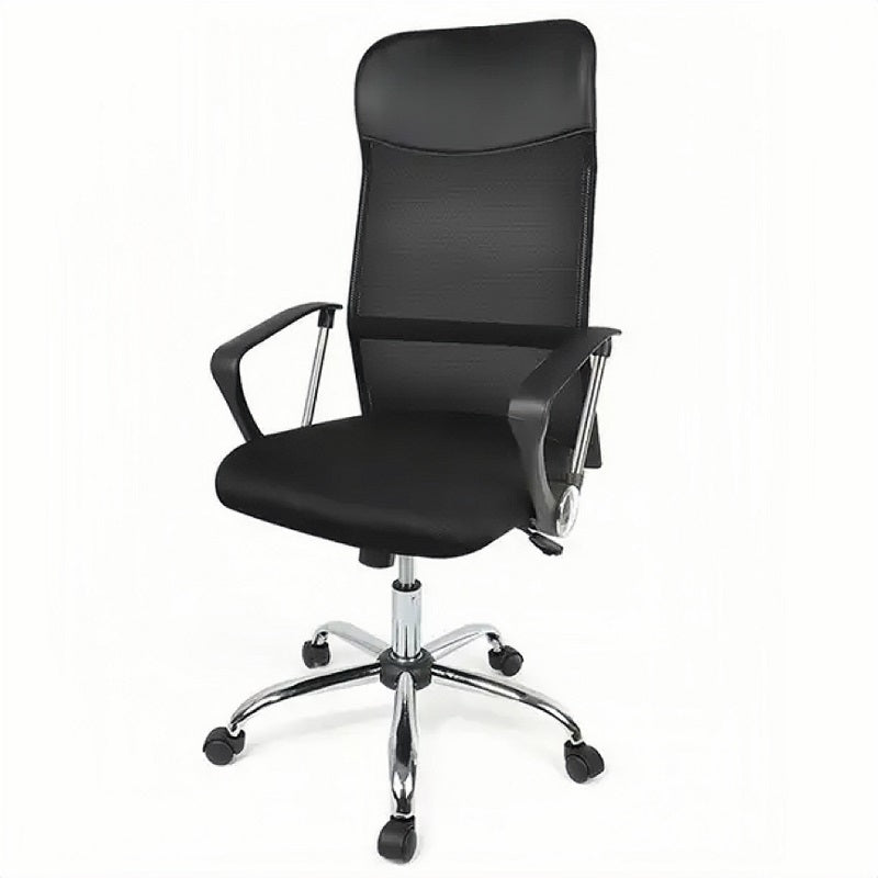 Ergonomic Mesh High-Back Office Chair With Vegan Leather Accents - Black