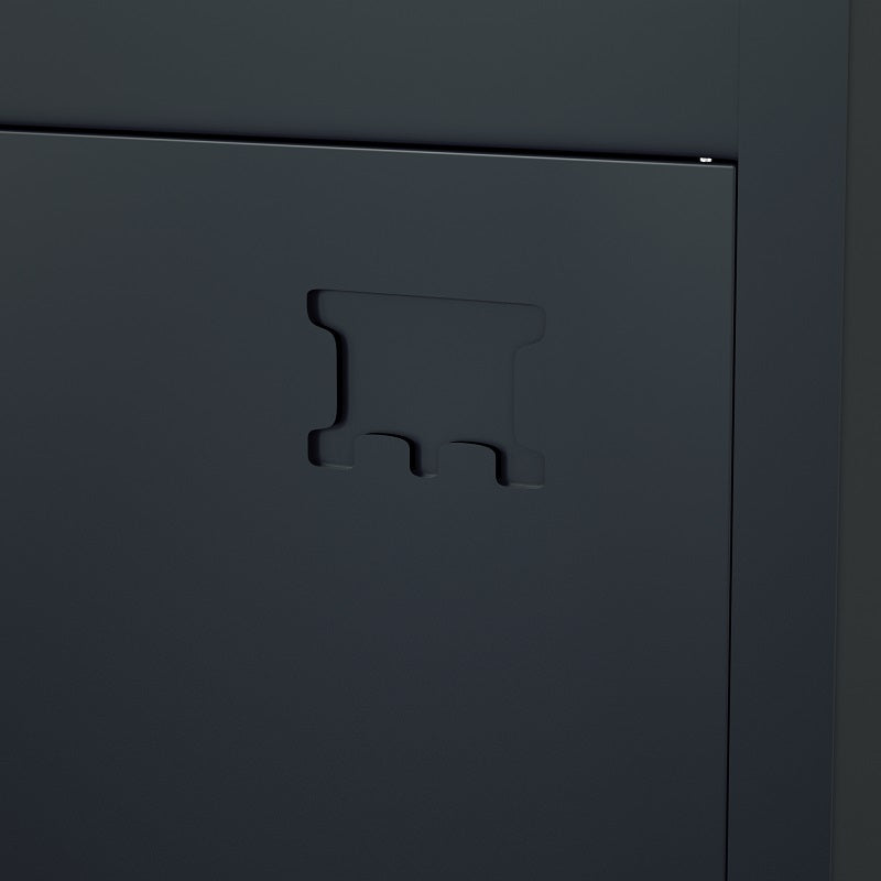 Steel 12 Door Locker Cupboard Storage Cabinet Inner Handle With Lock - Black