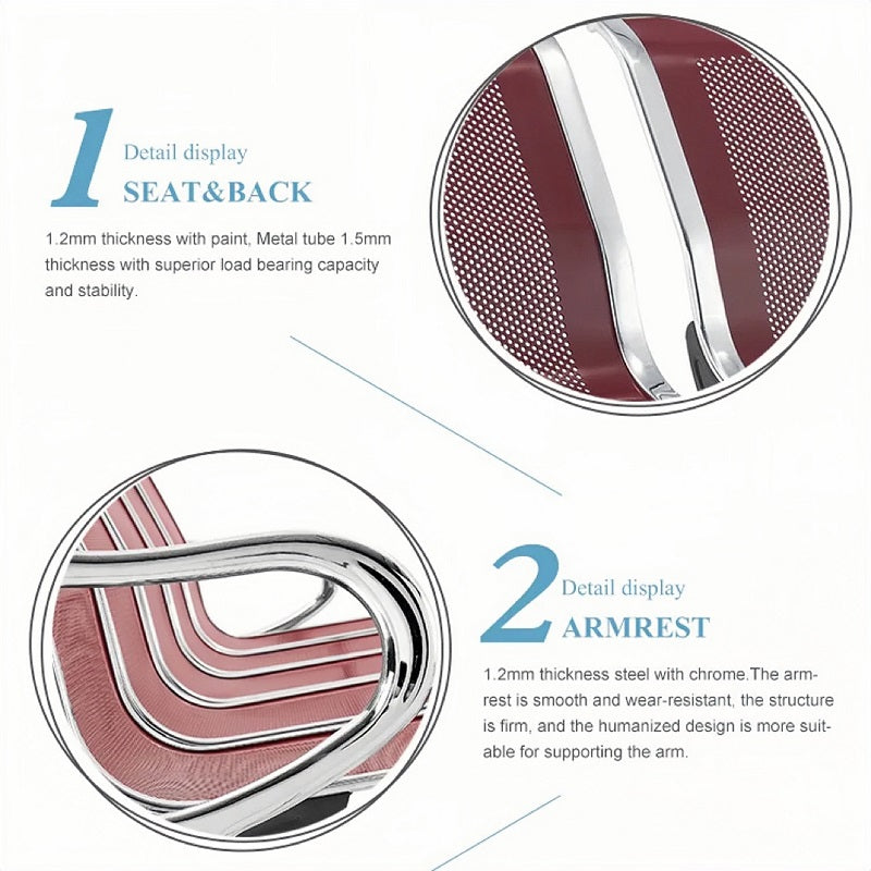 Steel Chrome Upholstered 3 Seater Waiting Area Reception Chairs - Blue