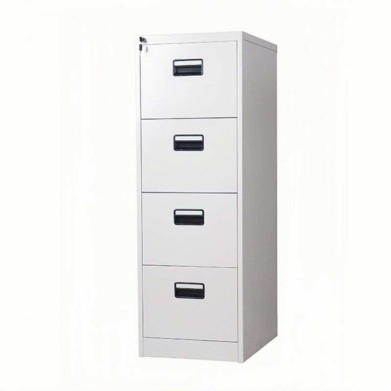 Steel Vertical 4 Drawer Filing Cabinet Cupboard Locker With Black Inner Handle - Light Grey