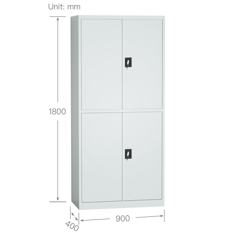 Steel 4 Door Filing Cabinet Storage Cupboard With 3-Point Lock - Light Grey