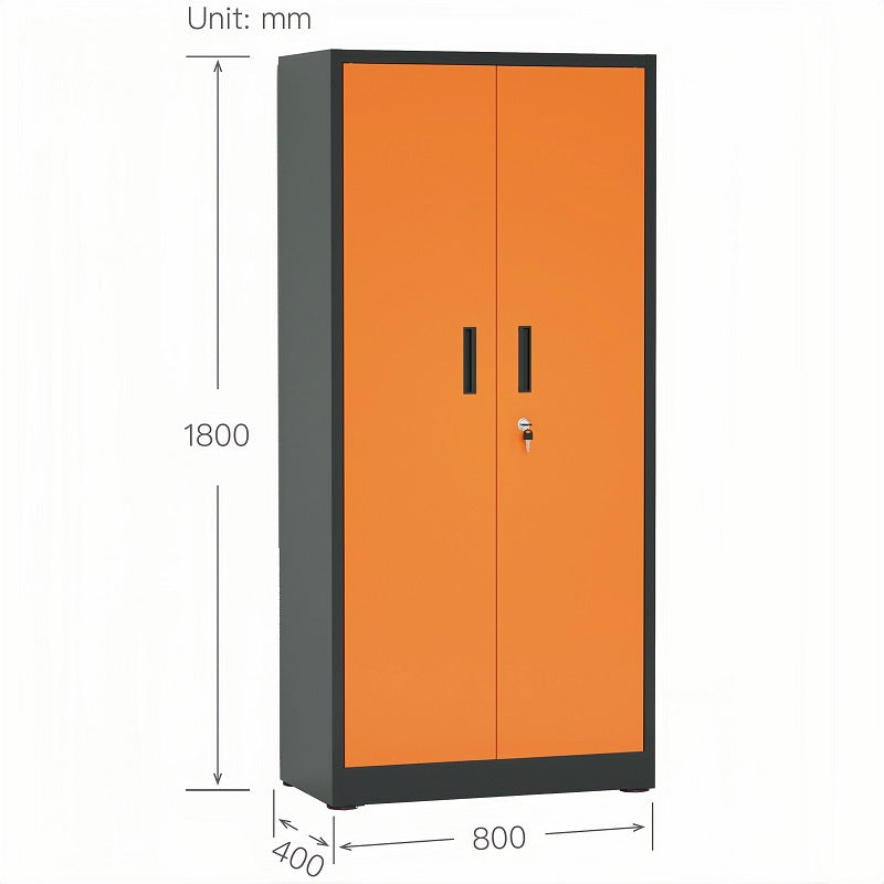 Steel Swing Door Inner Handle Tool Storage Cabinet Cupboard Locker - Slate Grey and Orange