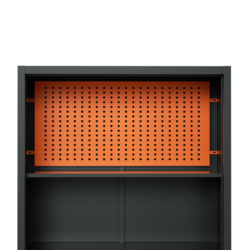 Steel Swing Door Inner Handle Tool Storage Cabinet Cupboard Locker - Slate Grey and Orange