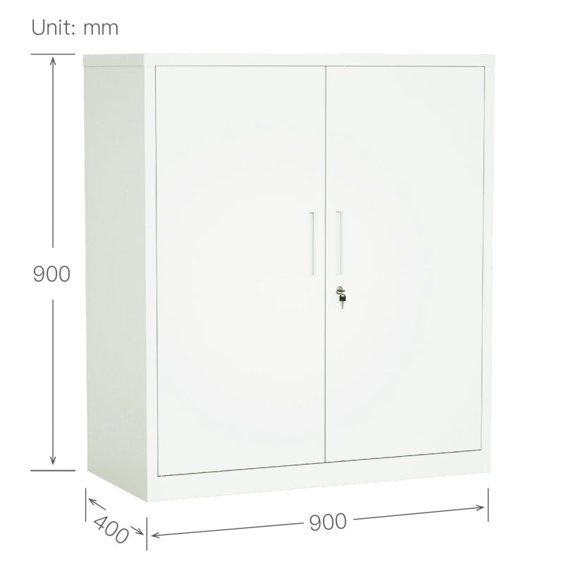 Steel Swing Door Small Size Filing Cabinet Storage Cupboard Locker - White
