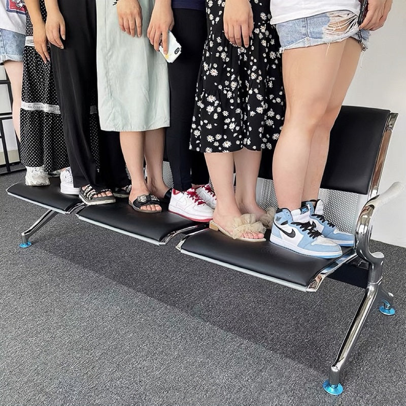 Steel Chrome Upholstered 3 Seater Waiting Area Reception Chairs - Orange