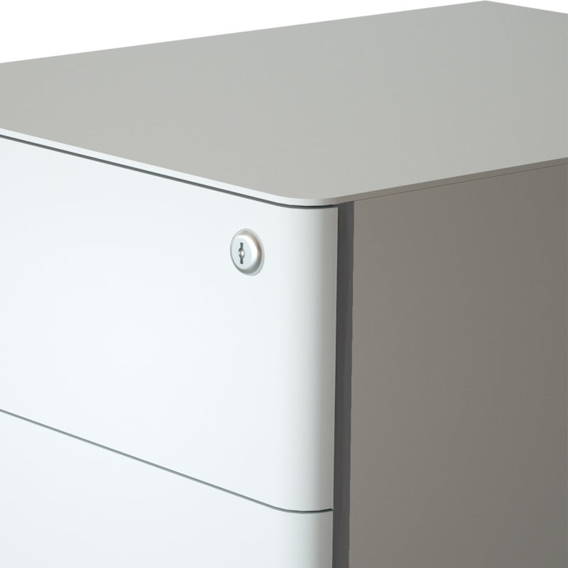 Steel 3 Drawer Pedestal Mobile Filing Cabinets Arc Handle With Lock - Light Grey