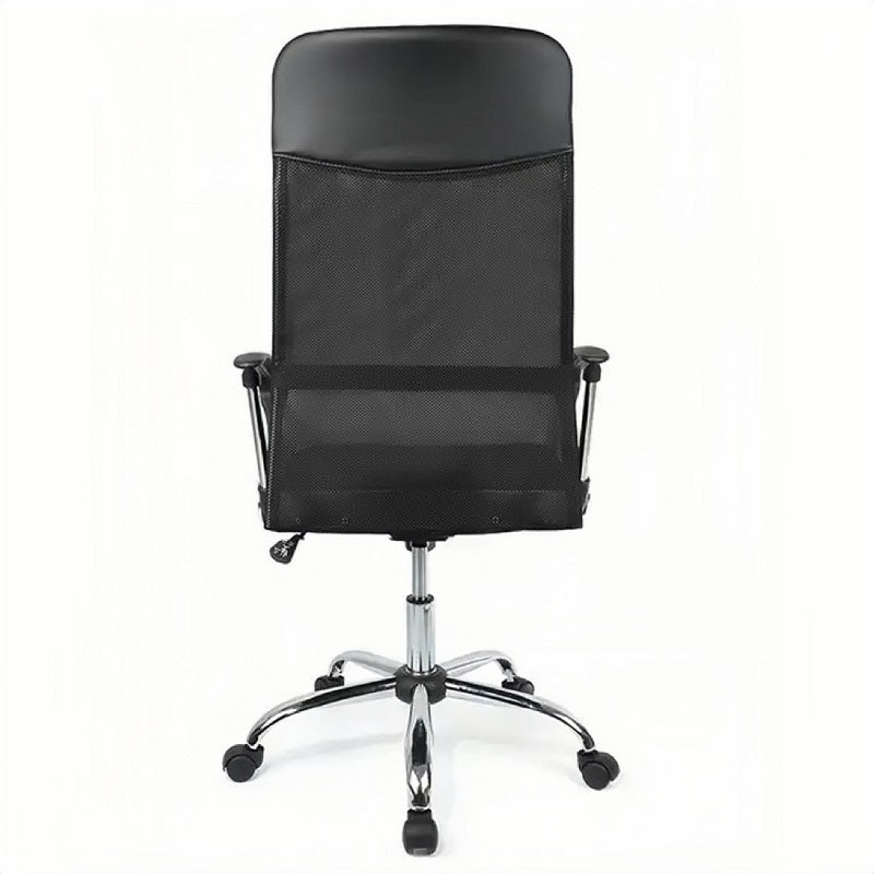 Ergonomic Mesh High-Back Office Chair With Vegan Leather Accents - Black