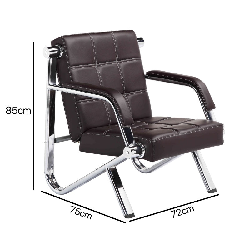 Steel Chrome Waiting Area Reception Sofa Office/Home Couch Suite - Brown