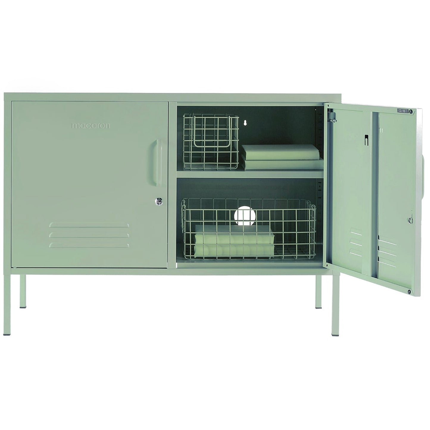 Steel Swing Door TV Stand Locker Lowdown Storage Cabinet Cupboard - Matcha Green