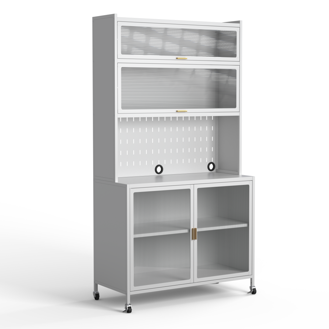 Steel 6-Tier Cupboard Bakers Rack Cart Kitchen Storage Cabinet 80cm Width - White
