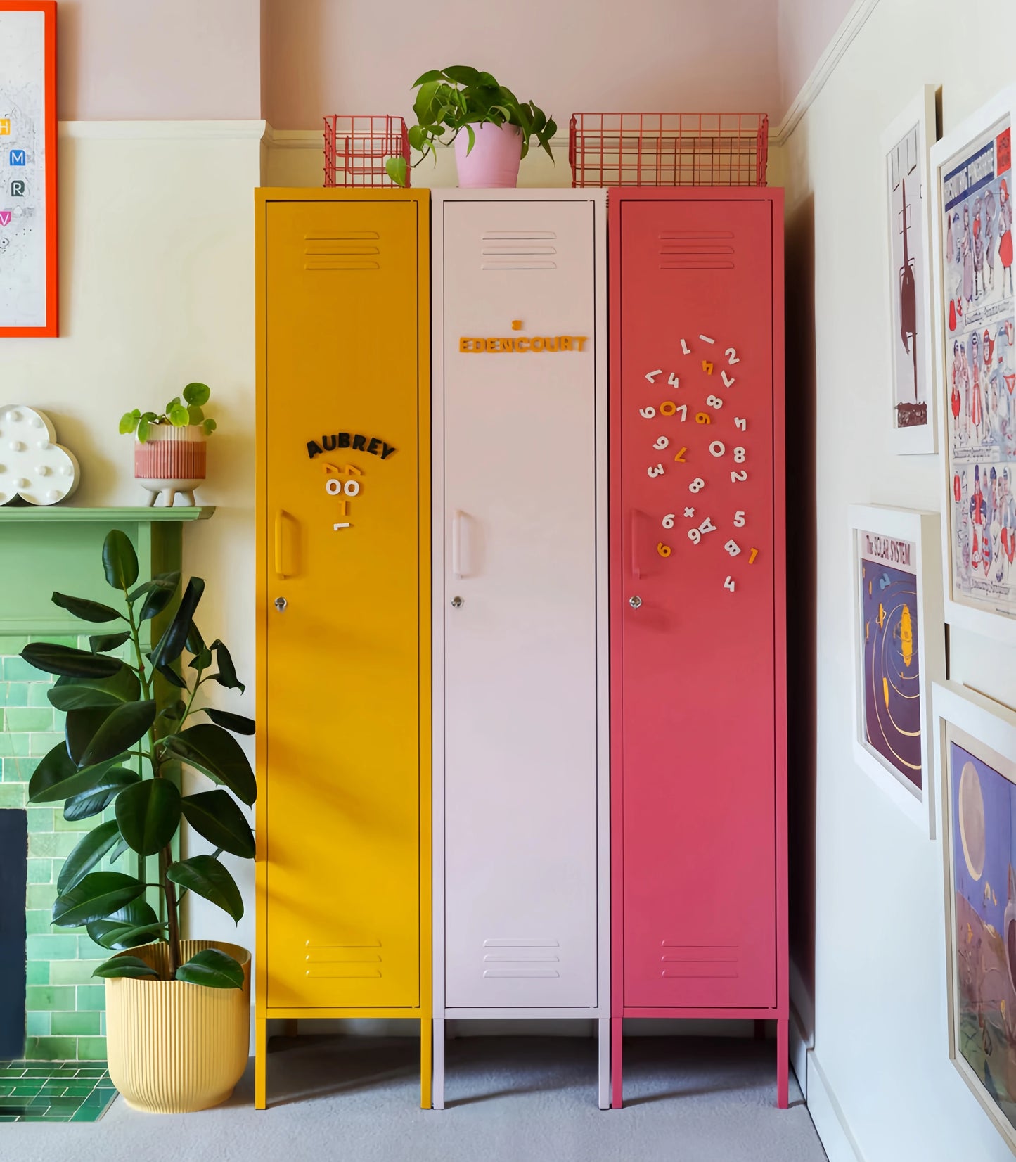 Steel Single Door Wardrobe Skinny Locker Storage Cabinet Cupboard - Raspberry Pink