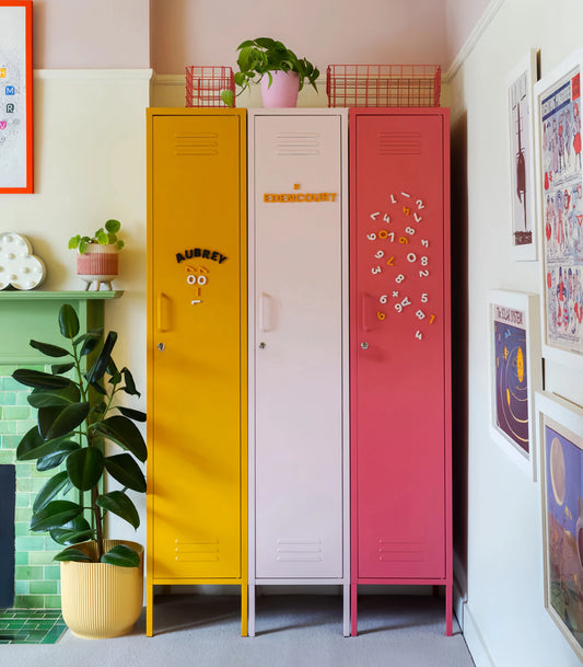 Steel Single Door Wardrobe Skinny Locker Storage Cabinet Cupboard - Mustard Yellow