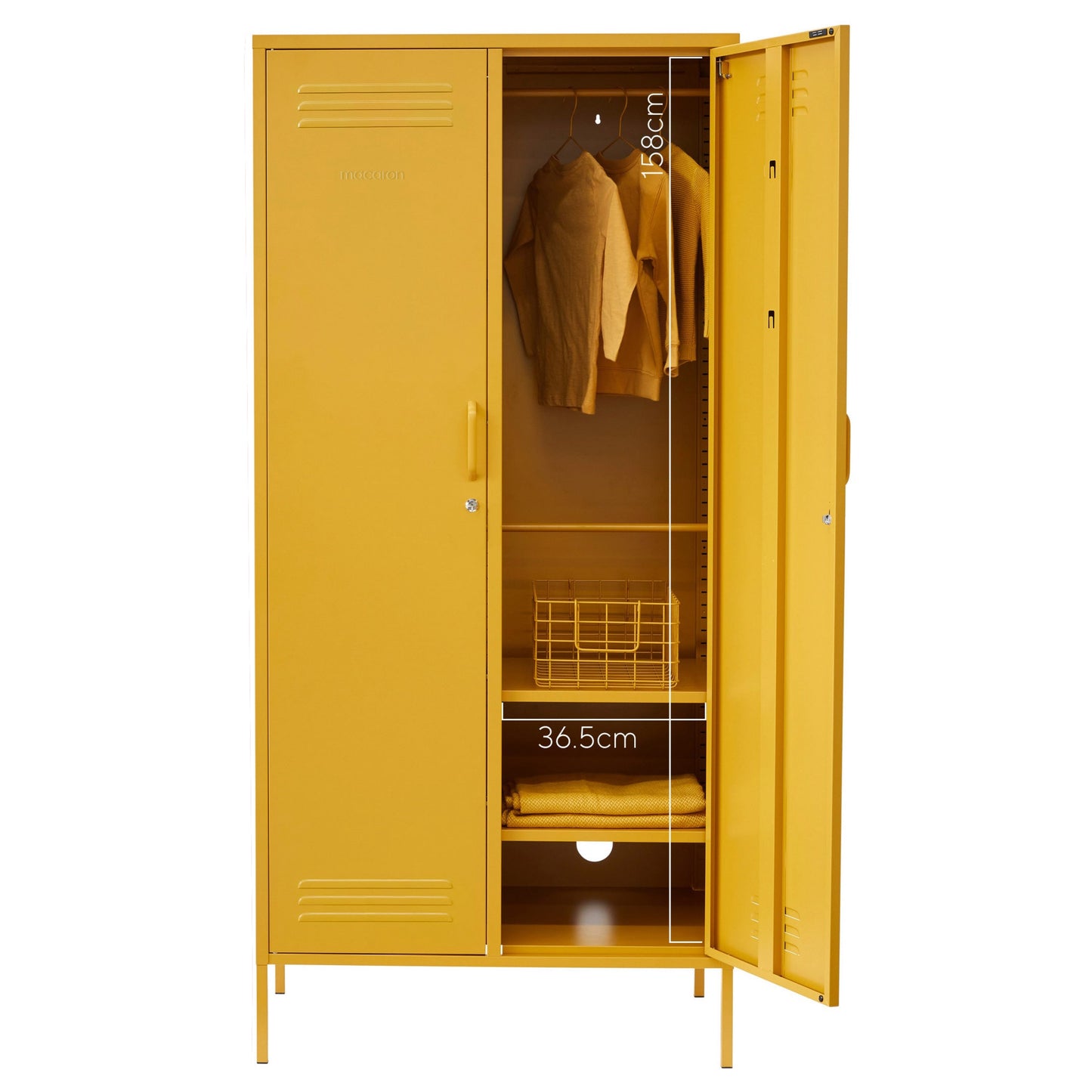 Steel Swing Door Wardrobe Twinny Locker Storage Cabinet Cupboard - Mustard Yellow