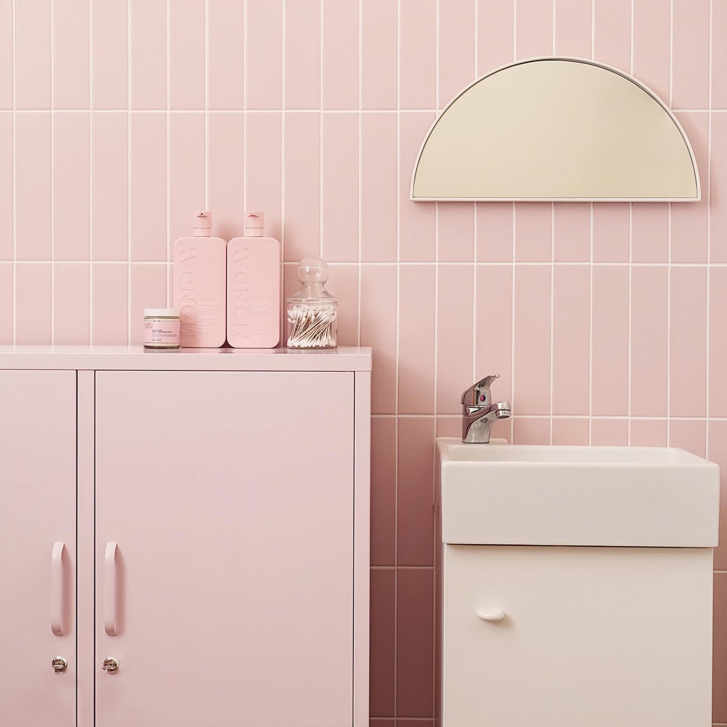 Steel Swing Door Sideboard Midi Locker Storage Cabinet Cupboard - Peach Pink