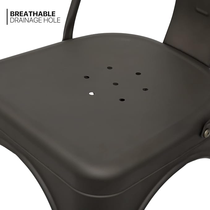 Steel Kitchen Dining Chair Patio Chair Set - Matte Black (4 Piece/Set)