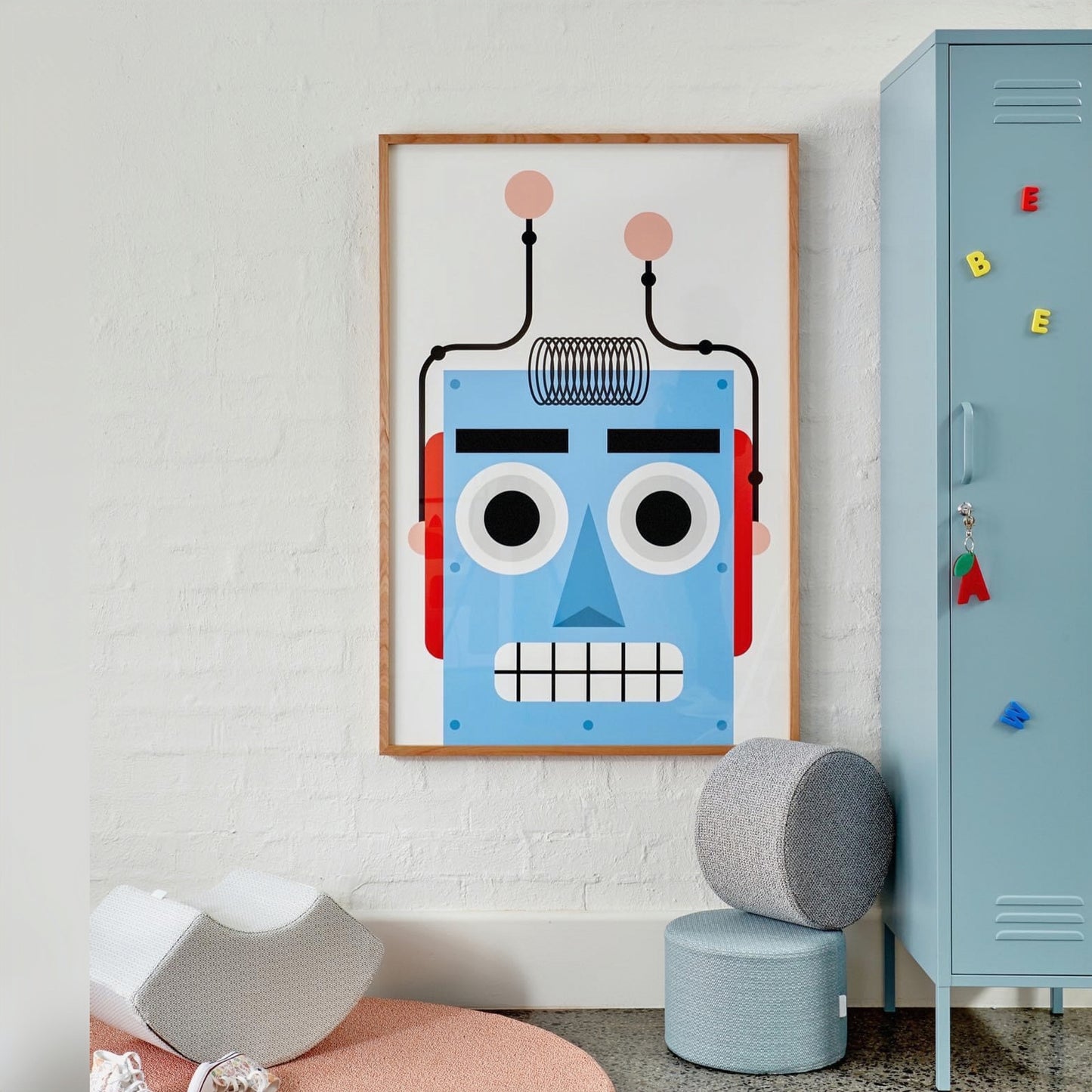 Steel Single Door Wardrobe Skinny Locker Storage Cabinet Cupboard - Ocean Blue