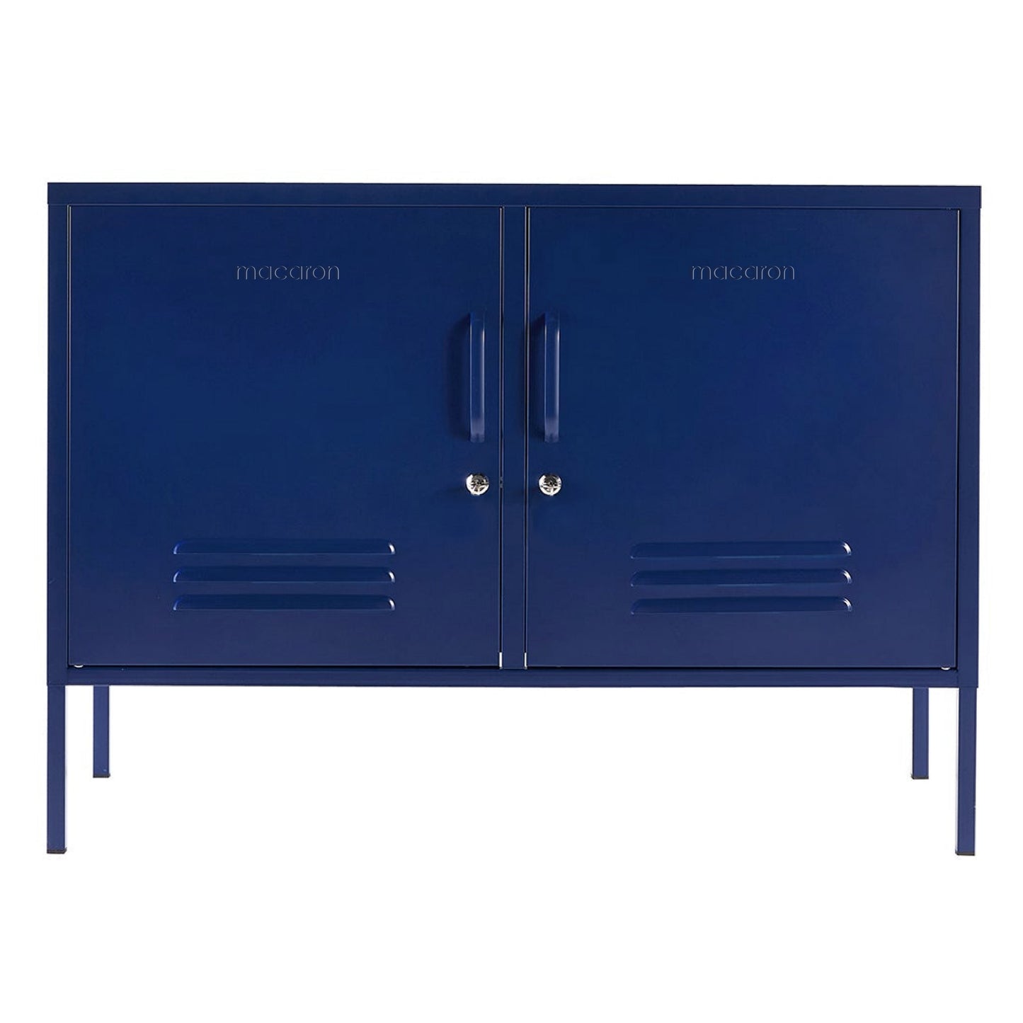 Steel Swing Door TV Stand Locker Lowdown Storage Cabinet Cupboard - Navy Blue