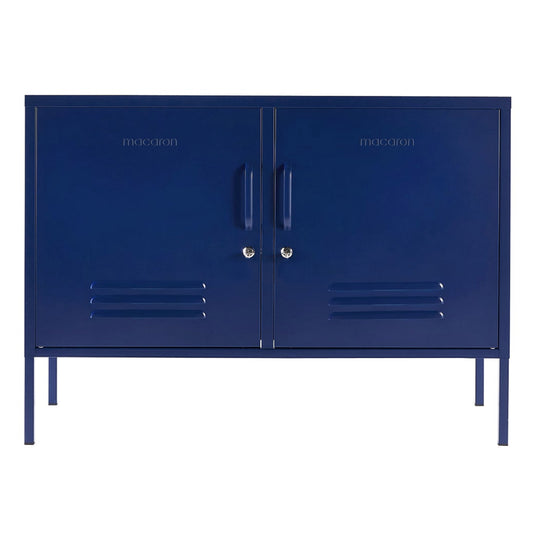 Steel Swing Door TV Stand Locker Lowdown Storage Cabinet Cupboard - Navy Blue