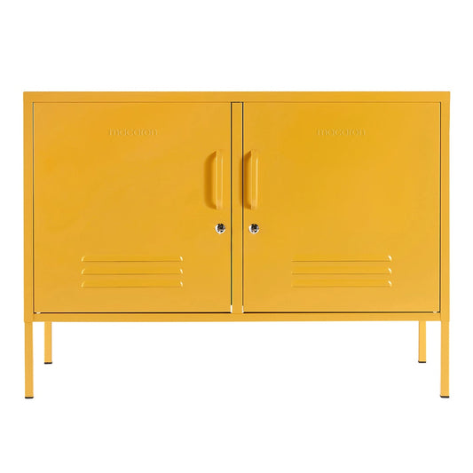 Steel Swing Door TV Stand Locker Lowdown Storage Cabinet Cupboard - Mustard Yellow