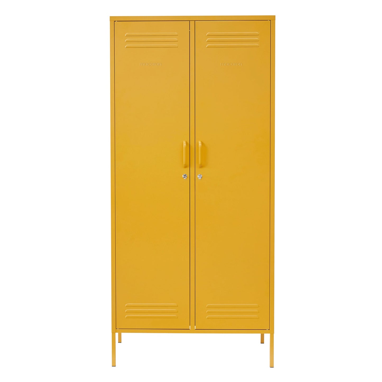 Steel Swing Door Wardrobe Twinny Locker Storage Cabinet Cupboard - Mustard Yellow