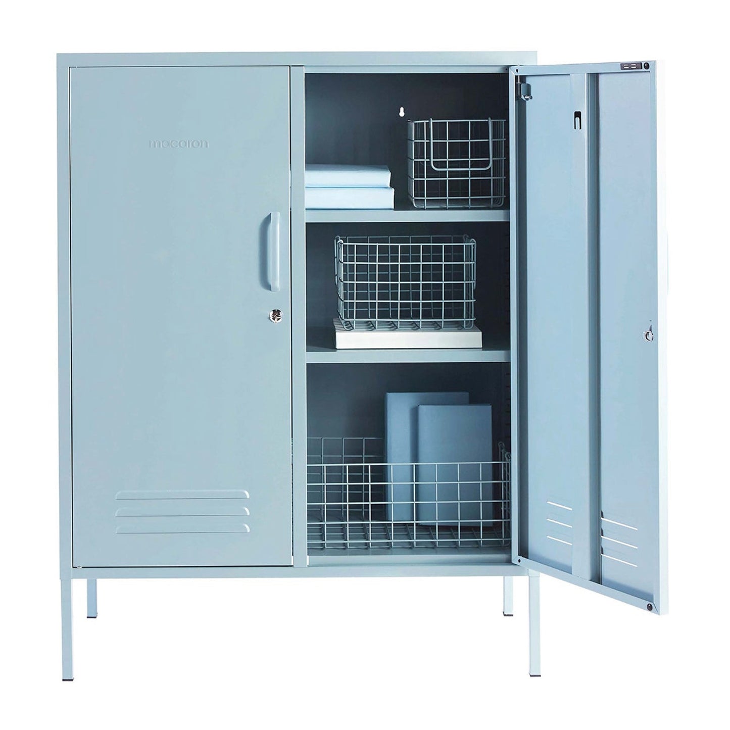 Steel Swing Door Sideboard Midi Locker Storage Cabinet Cupboard - Ocean Blue