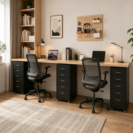Steel 5 Drawer Mobile File Cabinet Office/Home Under-desk Storage Cupboard - Black