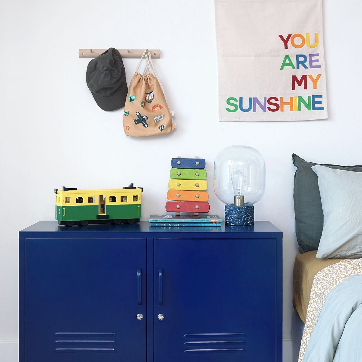 Steel Swing Door TV Stand Locker Lowdown Storage Cabinet Cupboard - Navy Blue