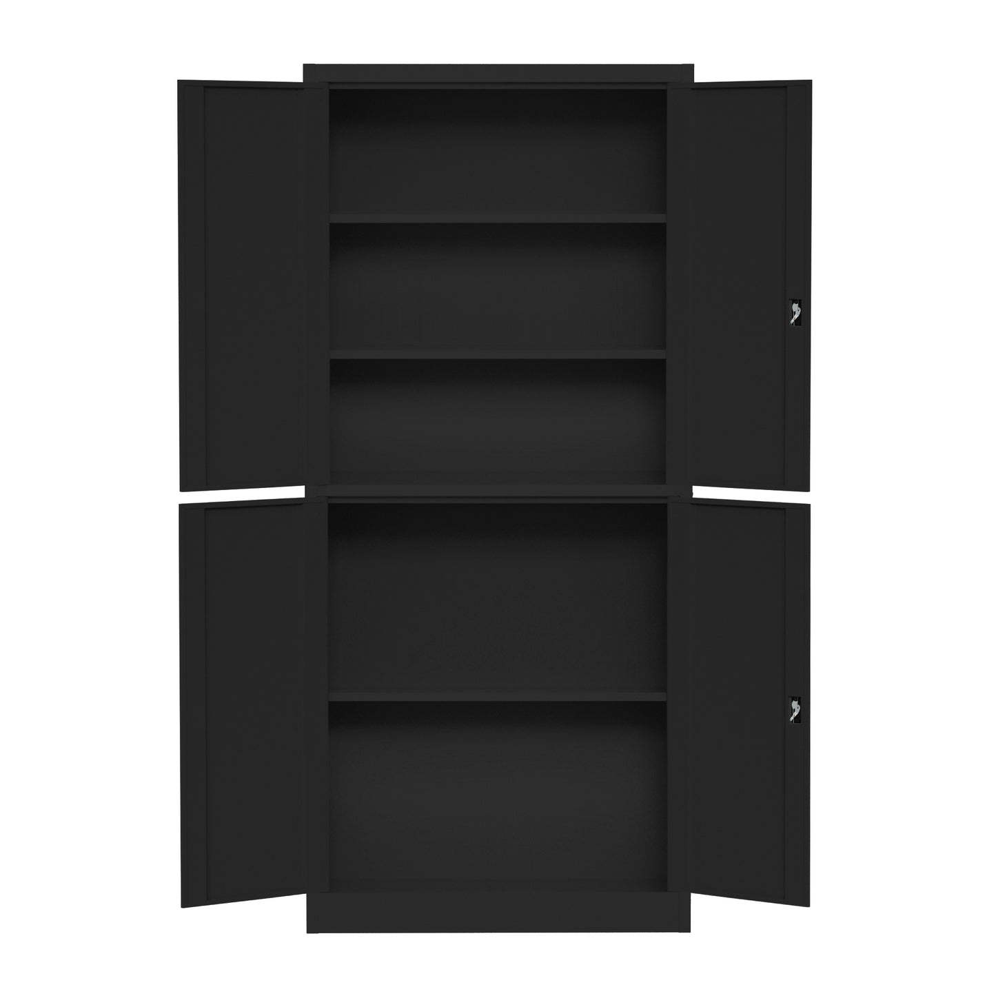 Steel 4 Door Filing Cabinet Storage Cupboard With 3-Point Lock - Black