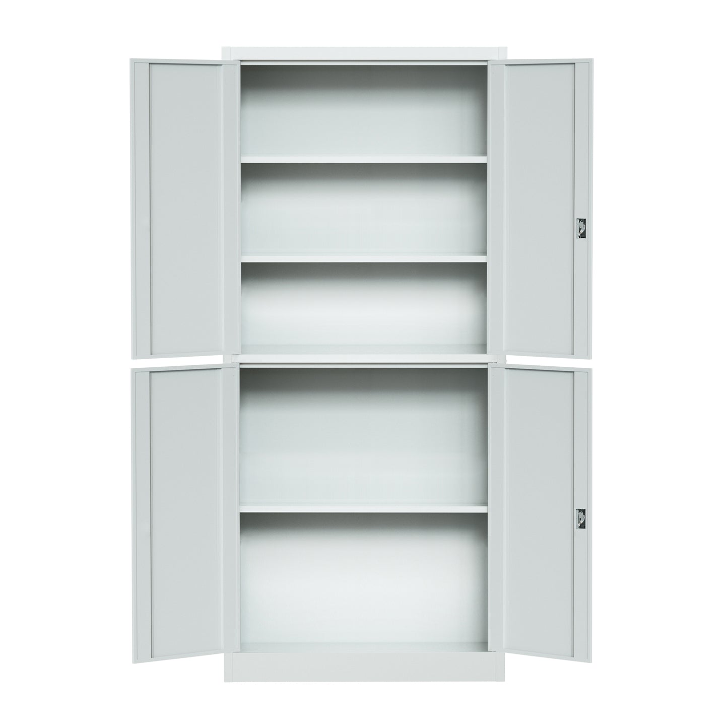 Steel 4 Door Filing Cabinet Storage Cupboard With 3-Point Lock - Light Grey