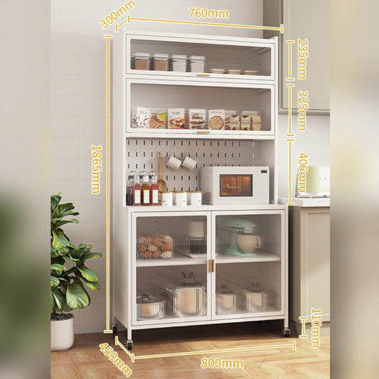 Steel 6-Tier Cupboard Bakers Rack Cart Kitchen Storage Cabinet 80cm Width - White