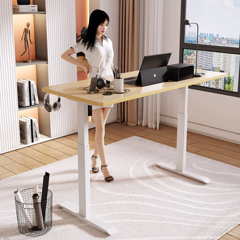 ERGONOMIC 140cm Single Motor Electric Adjustable Height Sit-Stand Home/Office Desk - Walnut