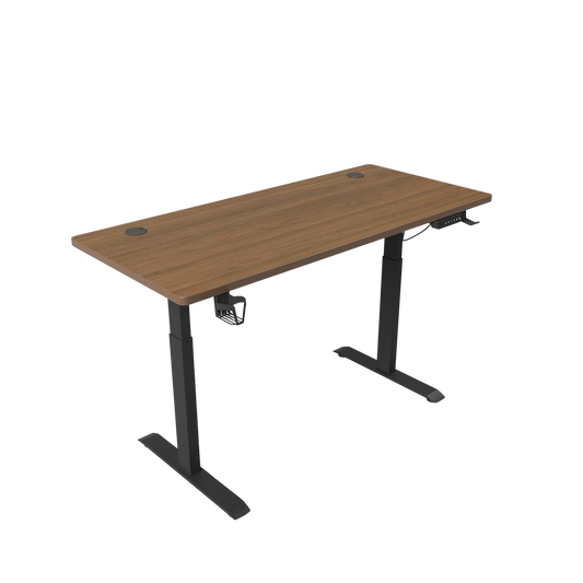 ERGONOMIC 140cm Single Motor Electric Adjustable Height Sit-Stand Home/Office Desk - Walnut