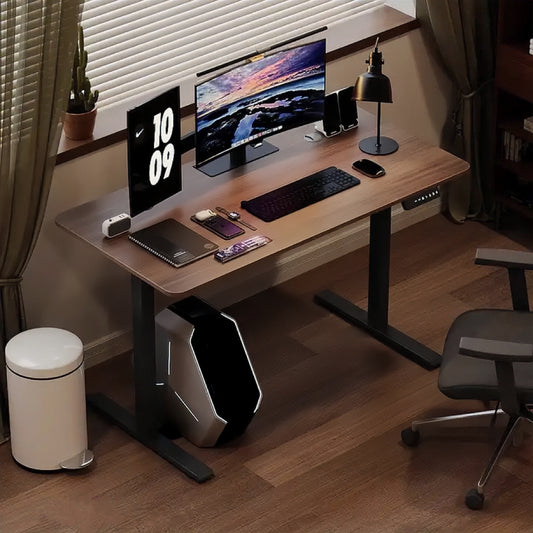 ERGONOMIC 160cm Dual Motor Electric Adjustable Height Sit-Stand Home/Office Desk - Walnut